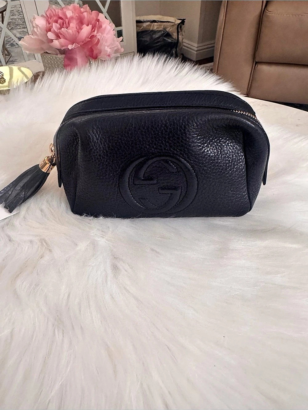 Gucci GG Soho Black Leather Cosmetic Case